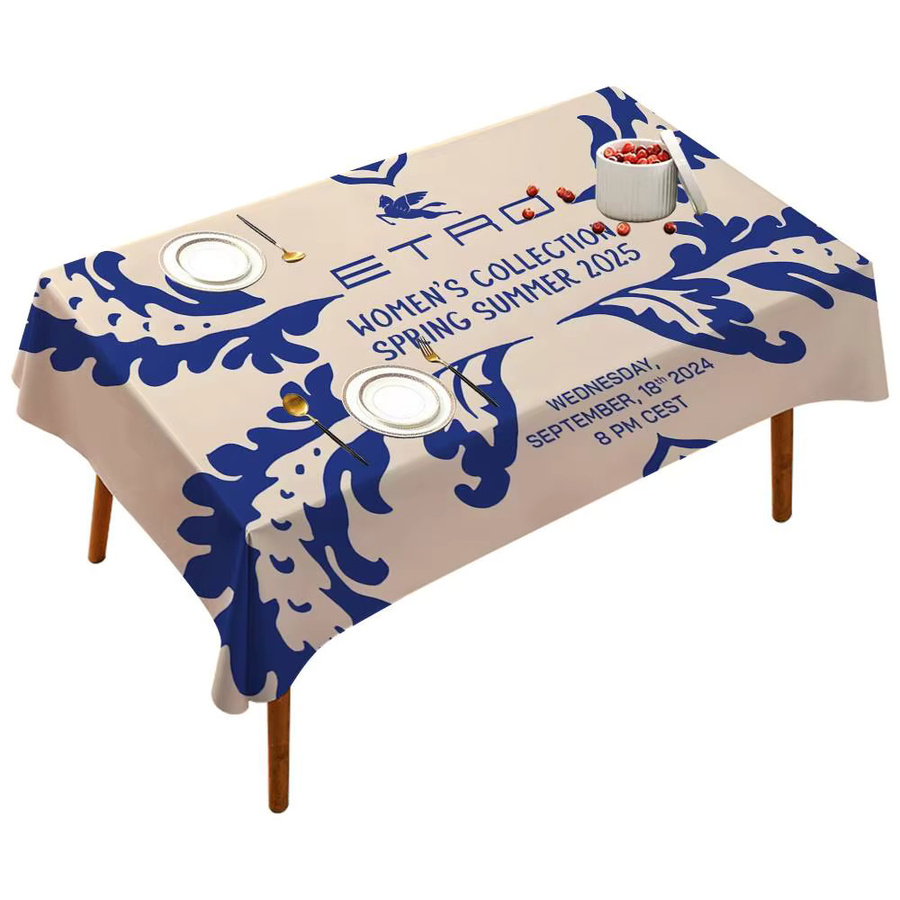 E-Etro Mode wasserabweisende Tischdecke in Beige für Weihnachten, Partys, Geburtstage oder Hochzeiten - Bild 6