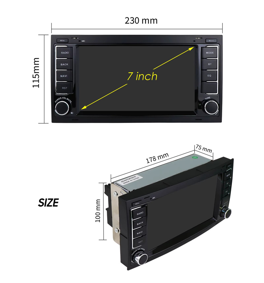 Hizpo 7 Zoll Touchscreen Car Radio für Volkswagen VW Touareg und Multivan T5 mit Carplay in Schwarz - Bild 5