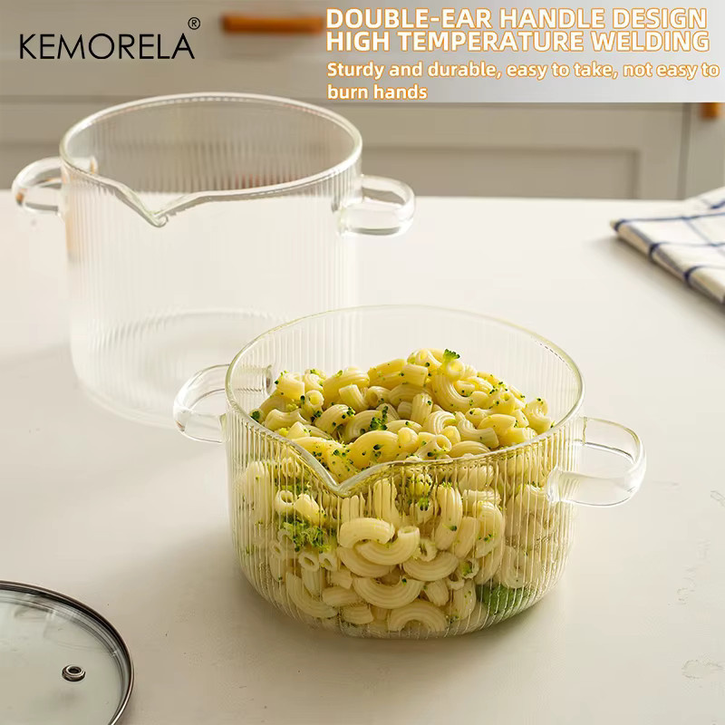 KEMORELA Kochpfanne mit Glasdeckel, hitzebeständig und transparent, 1,8 l oder 2,3 l - Bild 3