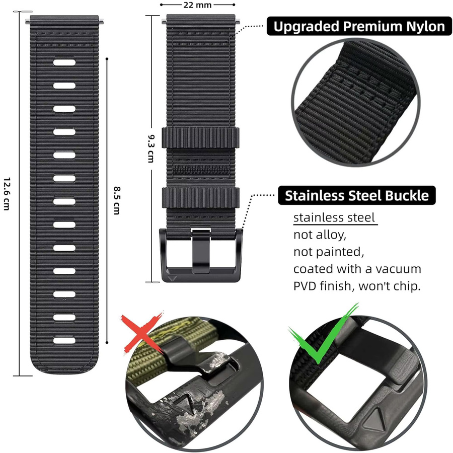 GEAR-D4 Uhrenarmband Nylon, Schwarz, Unisex - Bild 2