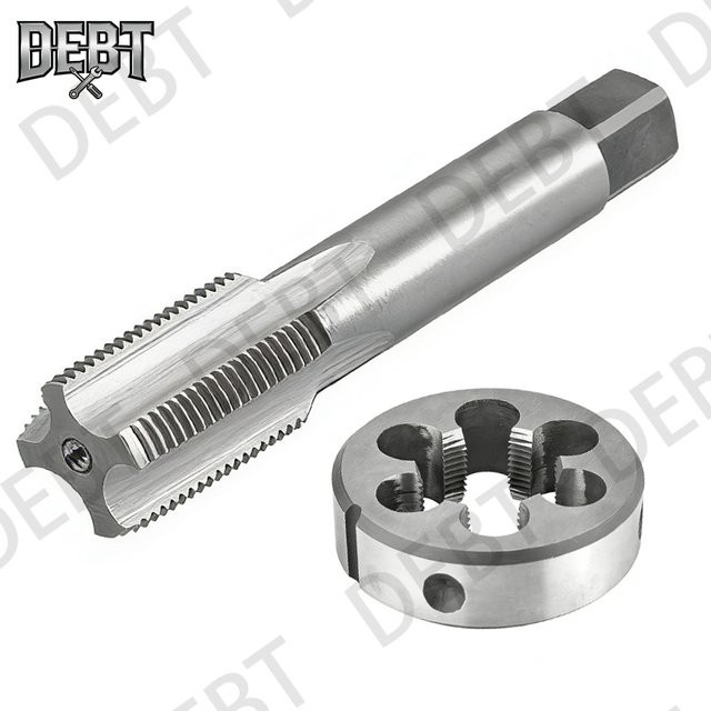 Debt Gewindebohrer- und Schneideisen-Set Rechtshand für Metallbearbeitung, Silber - Bild 1