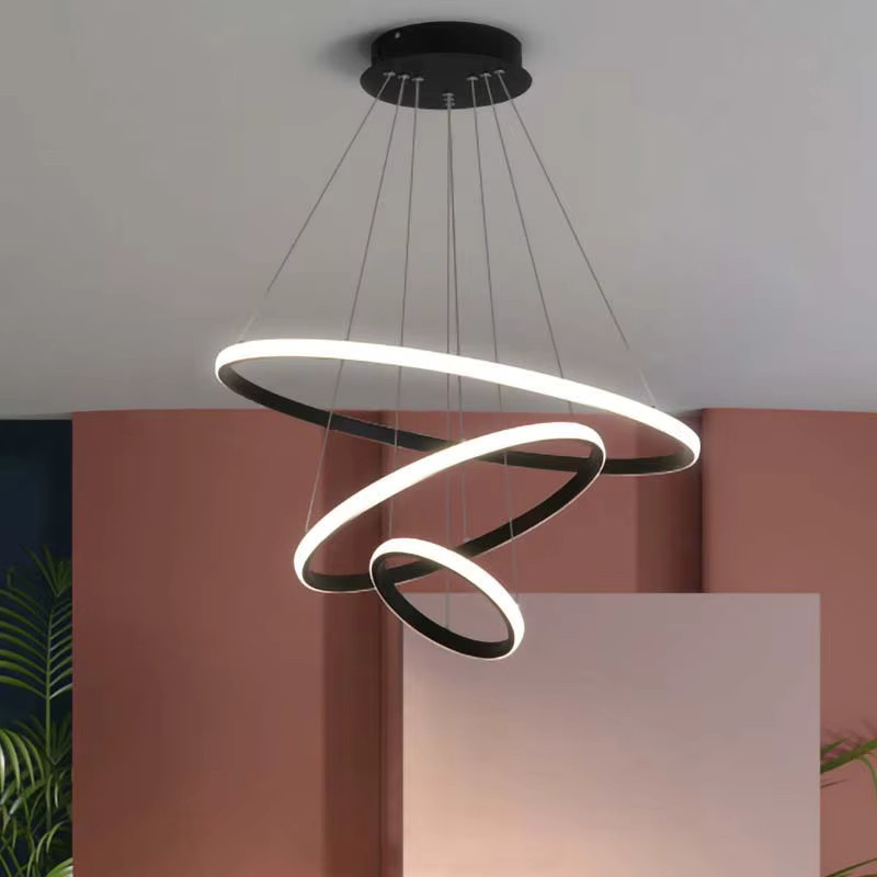 Moderner TRAZOS Ring-Kronleuchter aus Metall in Schwarz für Esszimmer, Wohnzimmer und Schlafzimmer - Bild 3