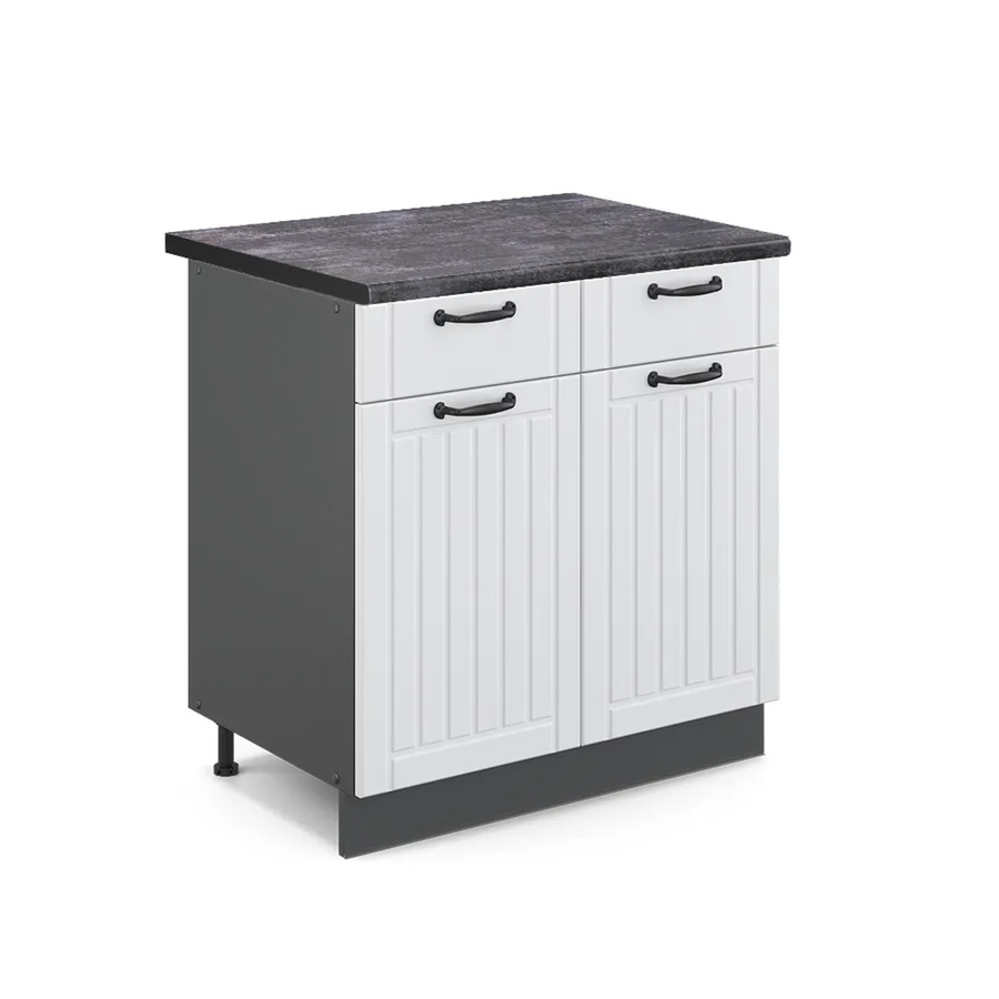 Vicco Küchenunterschrank Fame-Line in Weiß und Anthrazit im Landhausstil, Breite: 80 cm - Bild 2