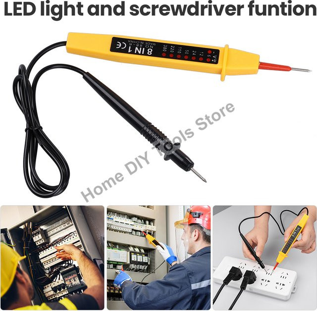 Aideepen 8-in-1 Spannungsprüfer AC DC 6–380 V mit automatischer Induktionsanzeige und LED-Licht als elektrischer Stiftdetektor für Elektriker - Bild 1
