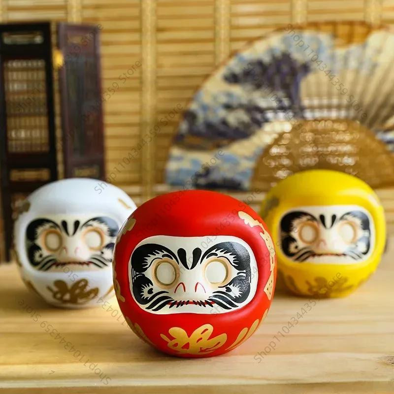 Japanische Daruma-Statue aus Keramik von Yiran Furniture als Glücksbringer und Zen-Ornament, Tischdekoration Höhe: 10,2 cm - Bild 4