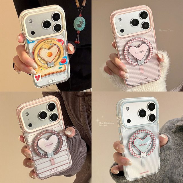 MUQGEW Magnetische iPhone Schutzhülle mit Herz-Design in Transparent, Stoßfeste Weiche Abdeckung für iPhone 17 16 15 14 13 12 Pro Max - Bild 1