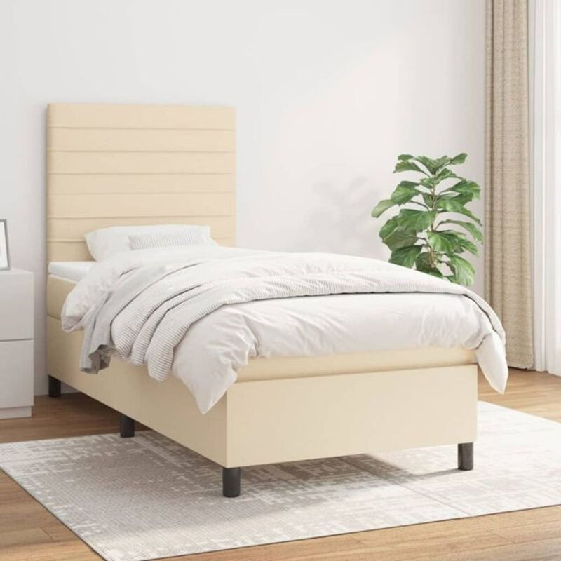 vidaxl Boxspringbett mit Matratze aus Stoff in Beige, B/T/H: 80 x 200 cm - Bild 1