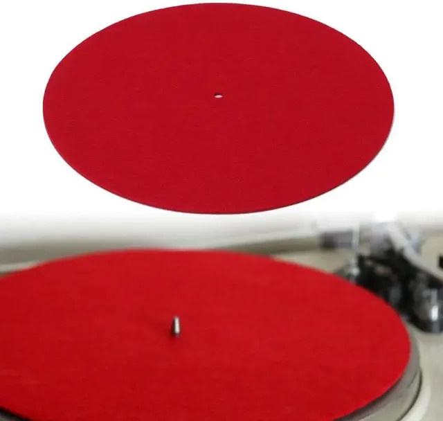 Audiophile Filz-Plattenspieler Matte für LP Vinyl Schallplatten, 3mm Dicke, Schwarz oder Rot - Bild 1