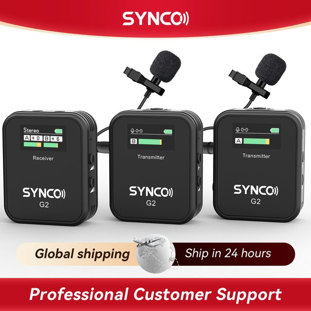 SYNCO Wireless Lavalier-Mikrofon G2(A2) Pro 2,4G Dual Sender in Schwarz - Bild 1
