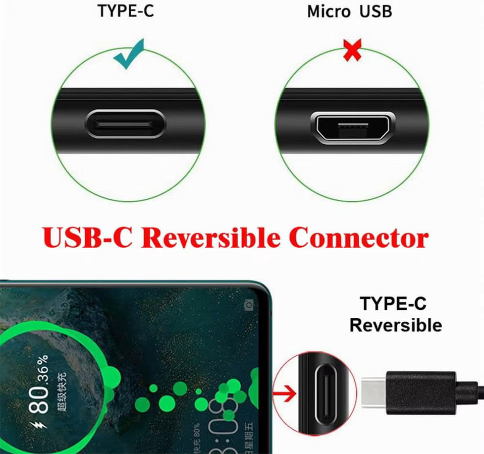 JoniSerl 2-in-1 USB-C OTG Konverter in Schwarz mit PD-Stromversorgung und 480 Mbit/s Datenübertragung, abgewinkelter U-förmiger USB-C auf USB-C Adapter - Bild 5