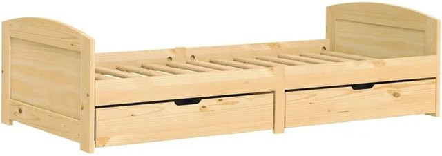 vidaXL Tagesbett IRUN aus Massivholz Kiefer mit 2 Schubladen, Braun, B/T/H: 90 x 200 cm - Bild 1