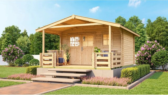 WEKA Gartenhaus 111 B Gr. 3 aus Fichtenholz mit Satteldach in Beige, B/H/T: 460 x 262 x 590 cm - Bild 1