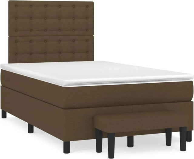 vidaXL Boxspringbett mit Matratze Hybrid-Design in Dunkelbraun und Weiß, B/T/H: 120 x 200 x 128 cm - Bild 1