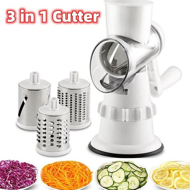 3 in 1 Gemüsehobel und Mandoline in Weiß mit rutschfester Basis und Edelstahlklingen für die Küche - Bild 1