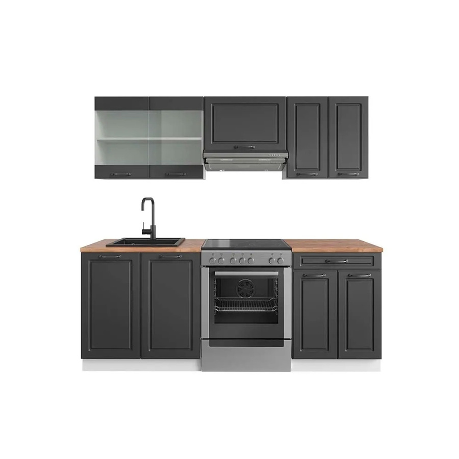 Vicco R-Line Küchenzeile Landhausstil in Anthrazit und Weiß mit Eiche Optik, Breite: 200 cm - Bild 2