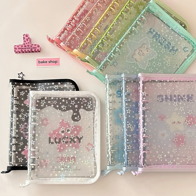 MINKYS Kawaii A5 Kpop Fotokarten-Ordner mit glitzerndem Stern Design, Multicolor, Breite: 7,6 cm - Bild 1