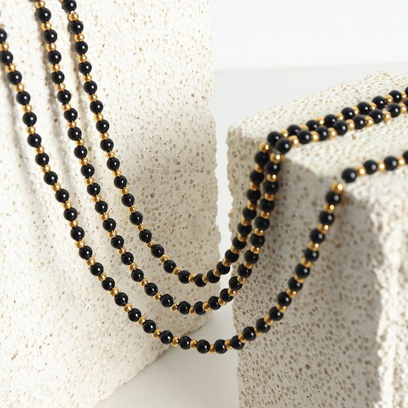 Lucky Star Jewelry Halskette, Edelstahl, Schwarz, Perle, Zirkonia, Damen, 40 cm - Bild 4