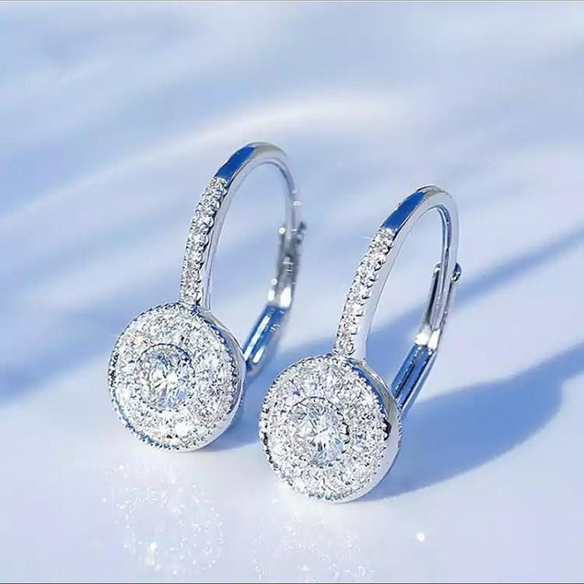YIRAN Jewelry Creolen Hängeohrringe, Zirkonia, Damen, grau - Bild 1