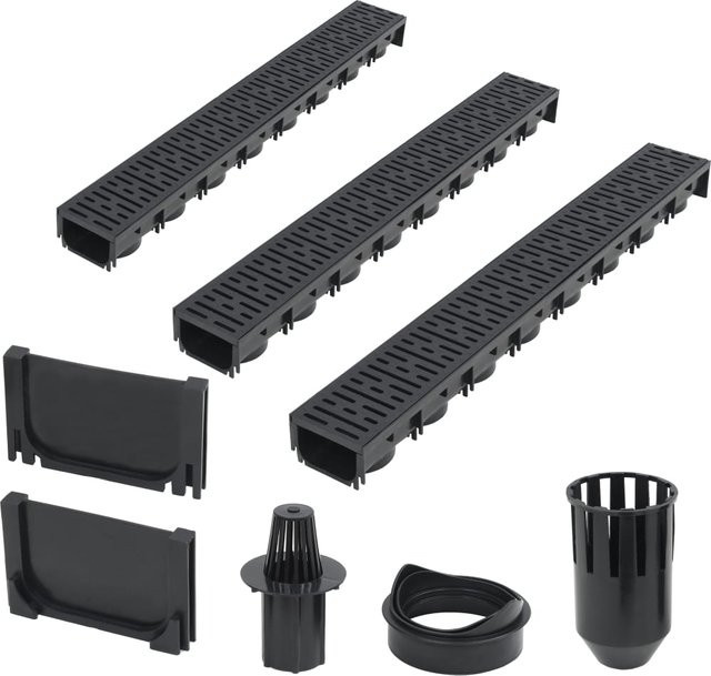 VD Home Furnishing Entwässerungskanäle aus Kunststoff, Schwarz, 3 Stück, Länge: 3 m - Bild 1
