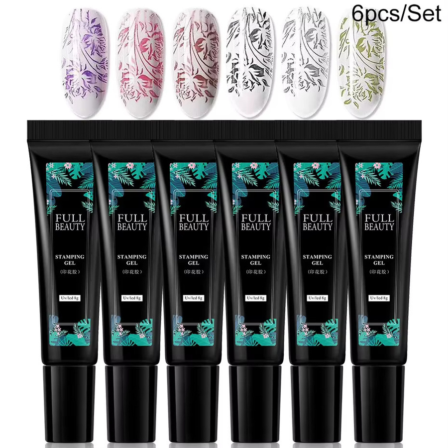 Sweet Trend Nagelstempel Set, 6 Stück, Schwarz Weiß, Gel Maniküre - Bild 5
