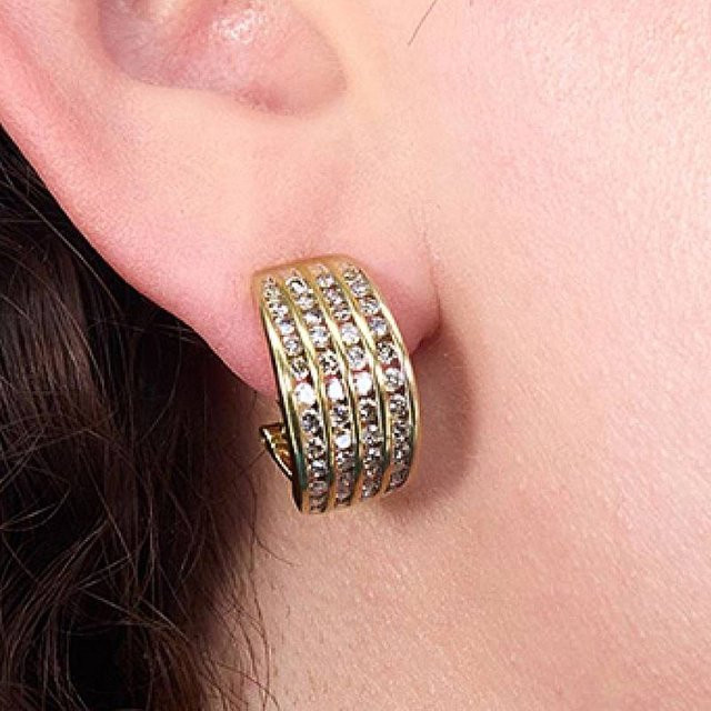 Huitan Ohrstecker, Zirkonia, Gold, Damen - Bild 1