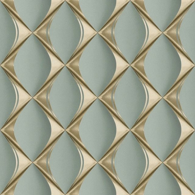 Livingwalls 3D Tapete mit geometrischem Muster in Grün und Gold, Breite: 53 cm, Länge: 10,05 m - Bild 1