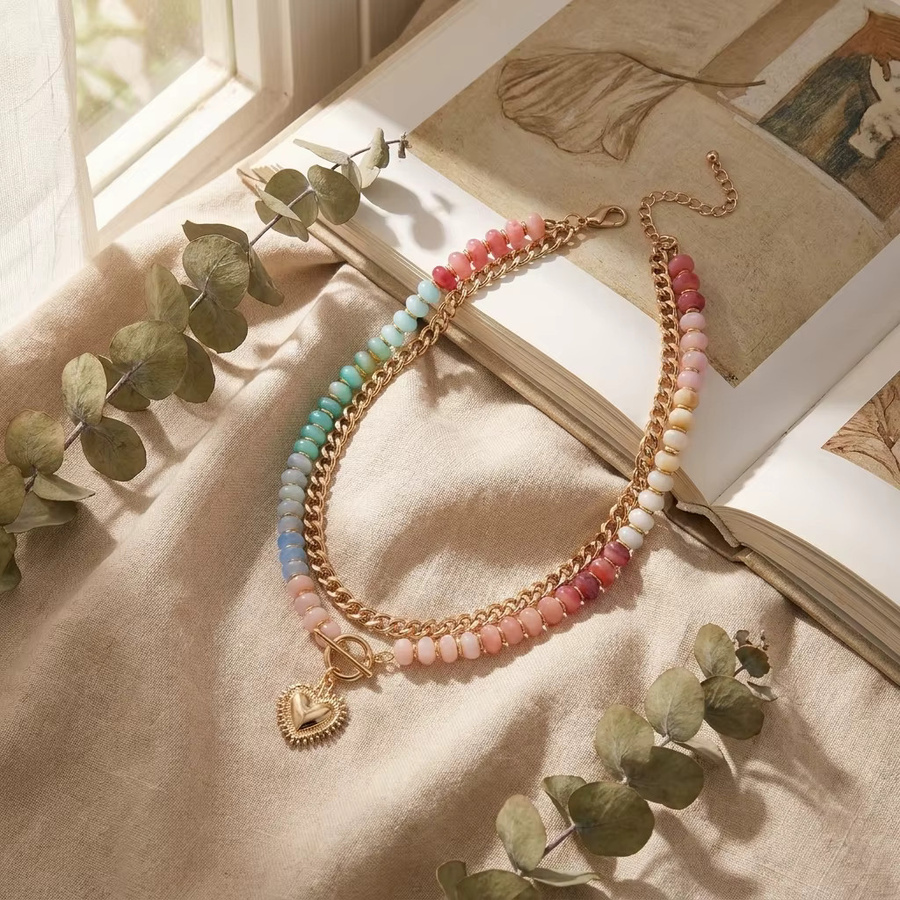 RINHOO FRIENDSHIP Perlenkette, Boho-Herzanhänger, Damen - Bild 5