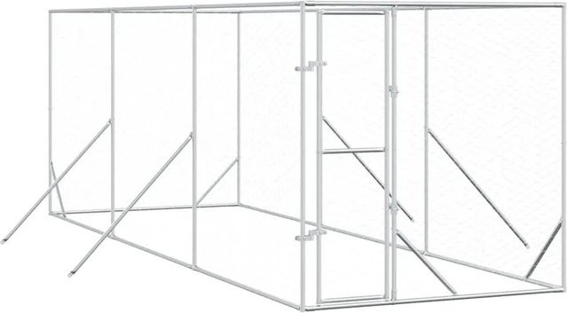 vidaXL Outdoor-Hundezwinger aus verzinktem Stahl in Silber B/T/H: 6 x 2 x 2 m - Bild 1