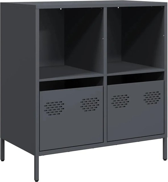 vidaXL Sideboard aus kaltgewalztem Stahl in Anthrazit matt, B/T/H: 68 x 39 x 73,5 cm - Bild 1