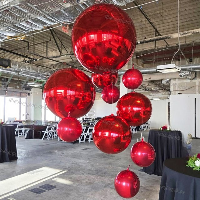 10 Stück MicroPlush 4D-Rundfolienballons in Rot und Gold aus Metall-Optik für Geburtstag, Hochzeit oder Valentinstag - Bild 1