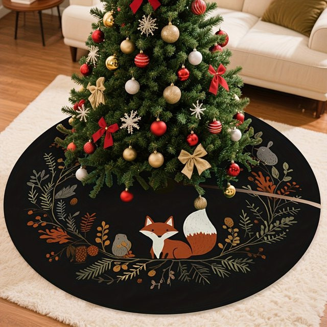 VIKAMA Weihnachtsbaum Kleid mit floralem Muster in Schwarz zur Dekoration deines Weihnachtsbaums - Bild 1