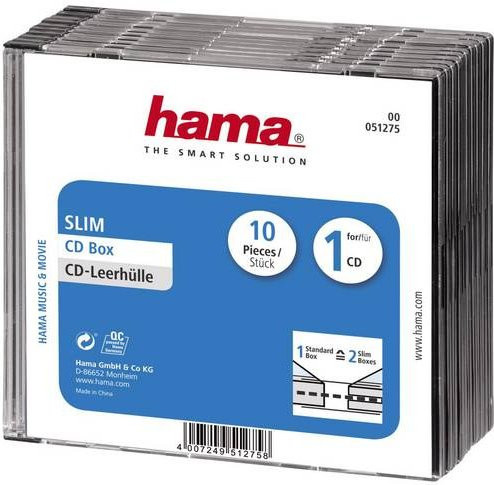 Hama CD Hülle Slim 10er-Pack für CD/DVD/Blu-Ray in Transparent und Schwarz - Bild 1