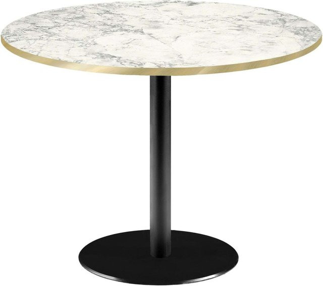 RestooTab Tisch Rome XL rund in Hellgrau, Gold und Weiß mit Dekosteinen, H: 75 cm, Ø: 120 cm - Bild 1