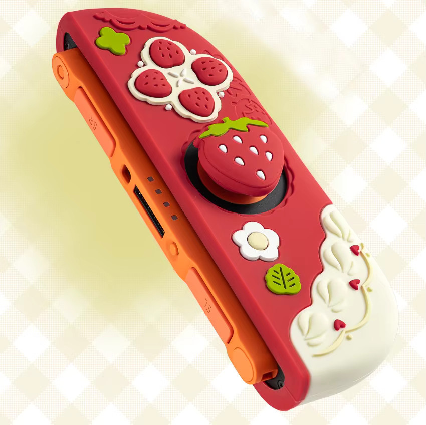 Silikon-Schutzhülle für Nintendo Switch und Nintendo Switch OLED in Rot mit Joy-Con Controller Handgriff-Tasten und Vollabdeckung - Bild 2