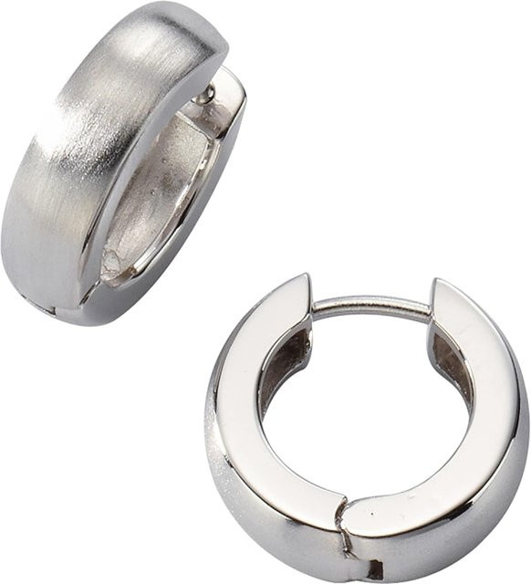 Zeeme Ohrringe 925 Silber, rhodiniert, mattiert, 18 mm, Unisex - Bild 1