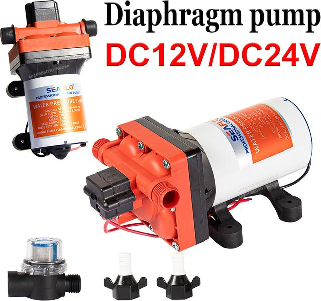 xmshxltd Elektrische Membranpumpe für Wohnmobile als Hochdruck-DC-Booster und Selbstansaugpumpe, 12 V / 24 V - Bild 1