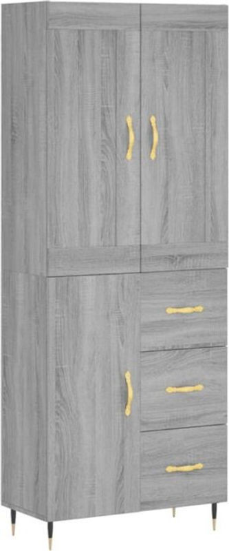 Vidaxl Highboard in Grau Sonoma aus Holzwerkstoff und Metall im skandinavischen Design, B/T/H: 69,5 x 34 x 180 cm - Bild 1