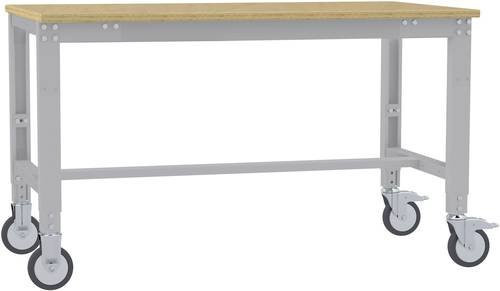 Manuflex AU7305.9006 Arbeitstisch Universal Spezial mobil mit Multiplexplatte, Alusilber, B/T/H: 100 x 60 x 75,2-97,2 cm - Bild 1