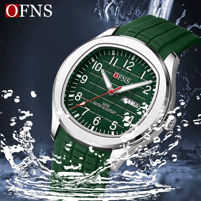OFNS Armbanduhr Quarz, Datum, Edelstahl, Silikon, Schwarz, Herren - Bild 3