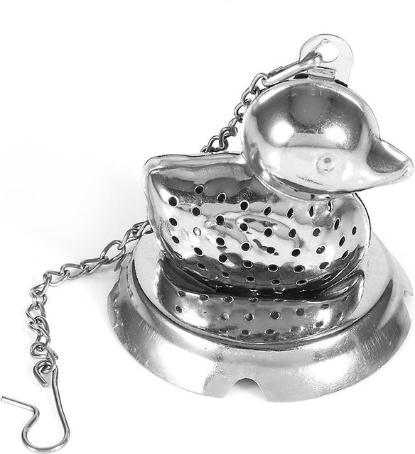Tee-Blatt-Sieb in Entenform aus Edelstahl von mfySpace, Farbe: Grau/Silber - Bild 1