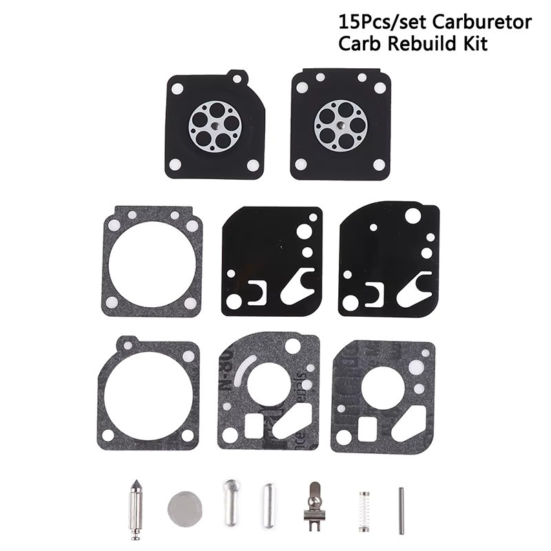 Ryobi Vergaser Reparaturset 15-teiliges Rebuild Kit für RB-29 26cc und 30cc Trimmer in Schwarz - Bild 4
