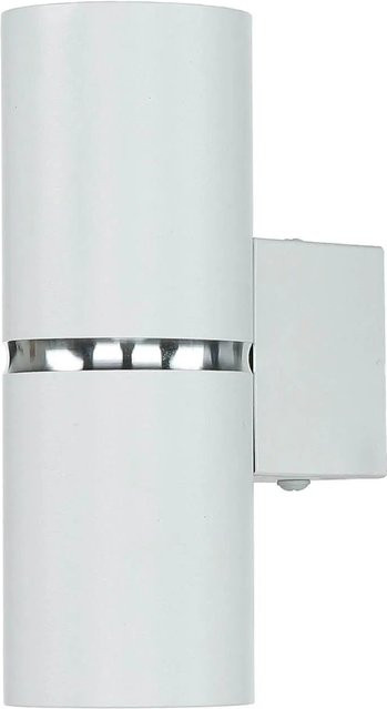 Licht-Erlebnisse Wandlampe aus Metall in Weiß und Chrom, 2-flammig Up-Down Design für GU10 Leuchtmittel, Höhe: 15 cm - Bild 1