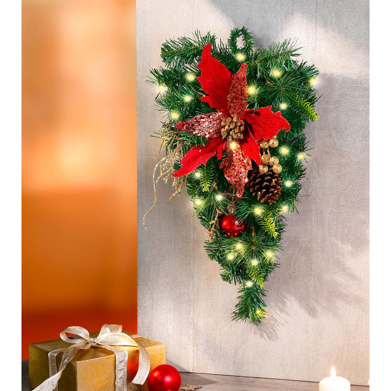 LED-Wandschmuck von MODERNE HAUSFRAU in unregelmäßiger Form mit Sternen und Blättern für Weihnachten und Advent in Grün, Rot oder Mehrfarbig zur Wandmontage - Bild 2