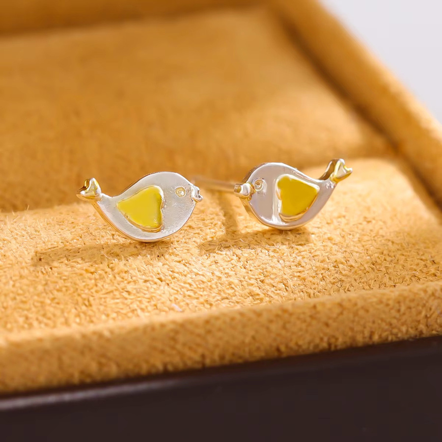 GaGa-Duck Ohrstecker, 925 Silber, Vogel-Herzförmig, Unisex - Bild 3