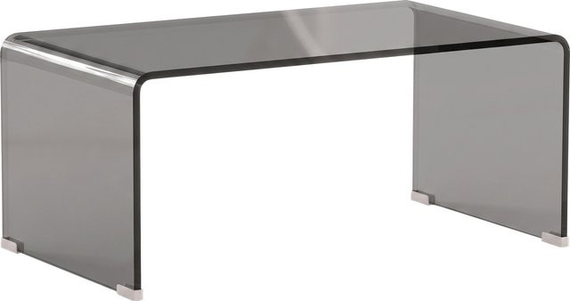 HOMCOM Glas-Couchtisch aus gehärtetem Glas in Hellgrau Transparent, rechteckiger Wohnzimmertisch im modernen Design mit abgerundeten Kanten, B/T/H: 80 x 45 x 35 cm - Bild 1