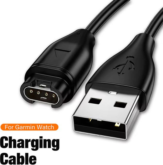 Garmin Universal USB Typ-C Ladekabel USB-A auf USB-C für Fenix 5 5S 5X Plus 6 6S 6X Pro 7 7S 7X in Schwarz - Bild 1