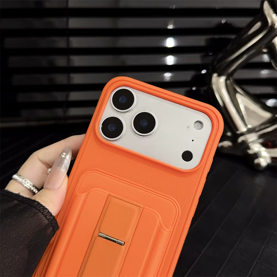Luxus Leder-Geldbörse mit Kartenhalter und Handyhülle für iPhone 13 bis iPhone 17 Pro Max Plus in Blau oder Orange - Bild 2