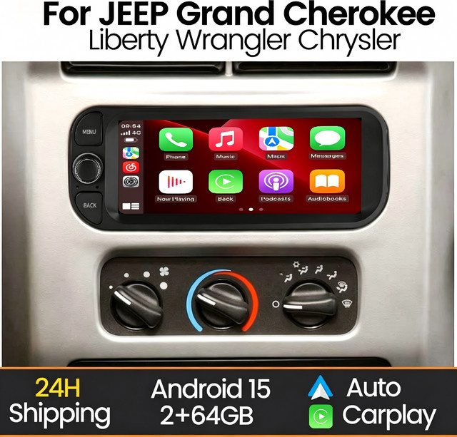 MEKEDE Android Autoradio Stereo Multimedia Player mit Android Auto für Jeep Grand Cherokee Liberty Wrangler und Chrysler 2002-2006 in Schwarz - Bild 1