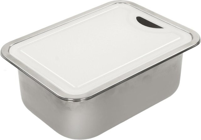 Aimo Wohnmobil Spülen-Set aus Edelstahl 304 in Silber mit Acryl Schneidebrett, B/T/H: 38,0 x 27,5 x 14,0 cm - Bild 1