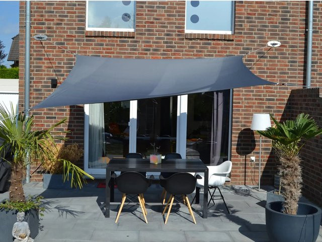 Vierecksonnensegel Floracord aus Polyester in Anthrazit, B/T: 300 x 400 cm - Bild 1